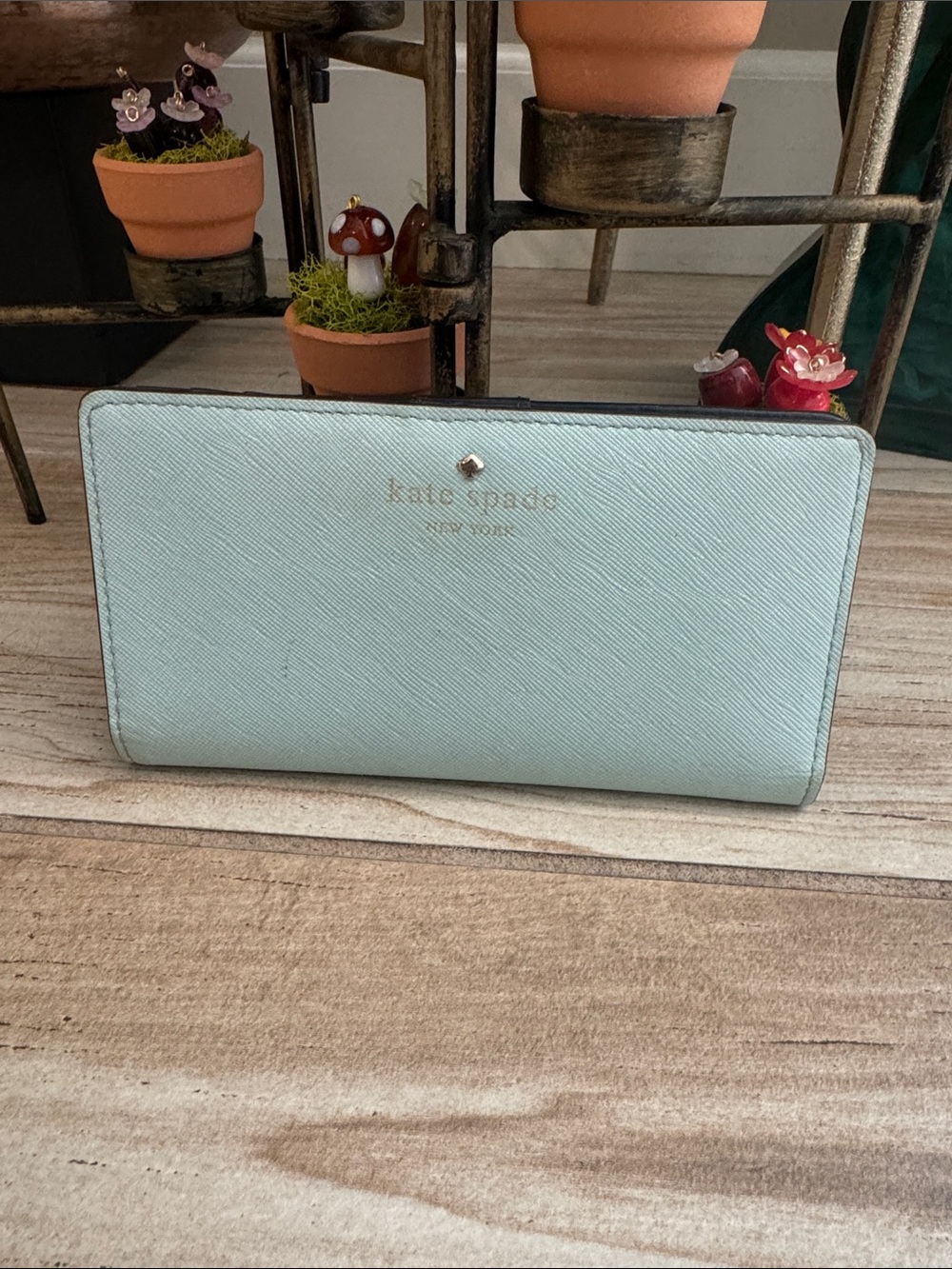 Kate Spade New York Light Blue Saffiano Leather Continental Wallet